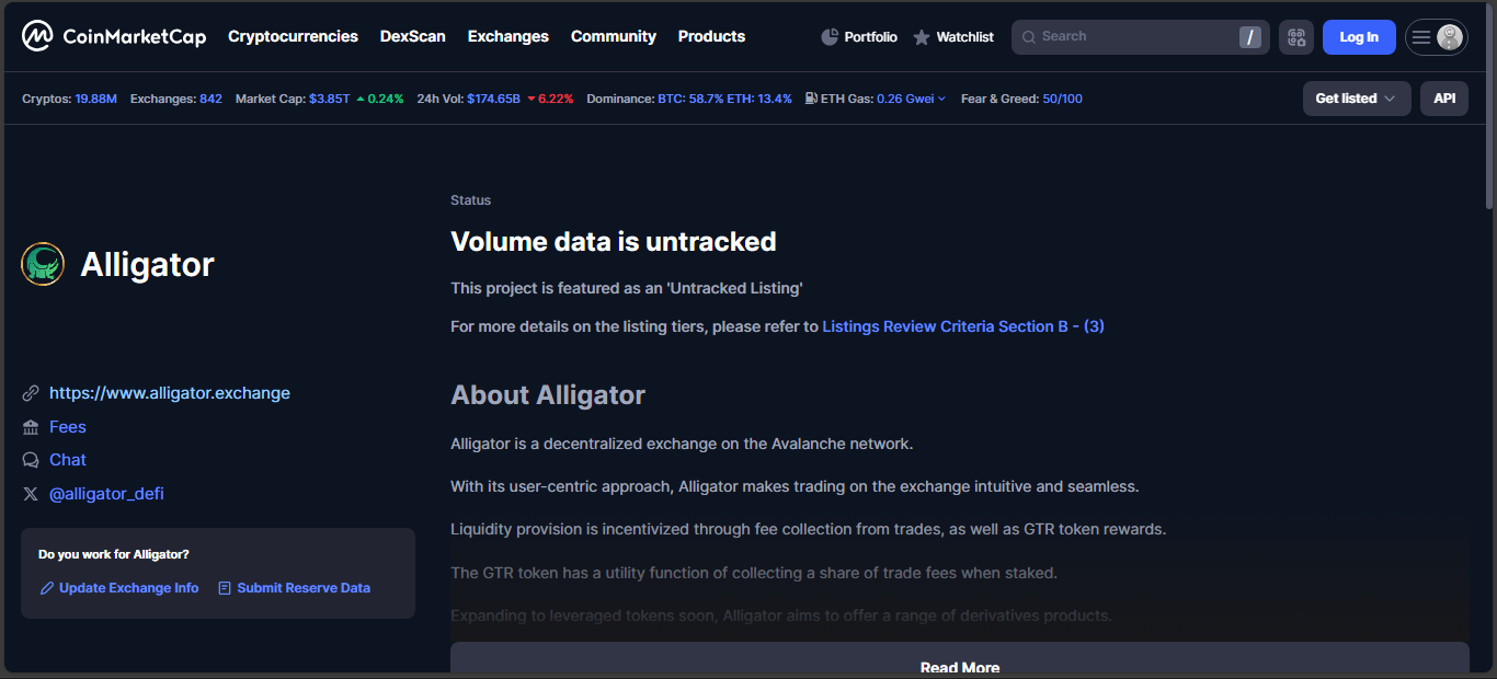 Alligator DEX on Avalanche with GTR incentives