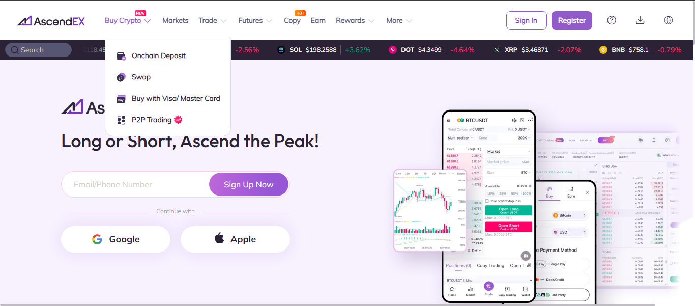 AscendEX crypto exchange platform
