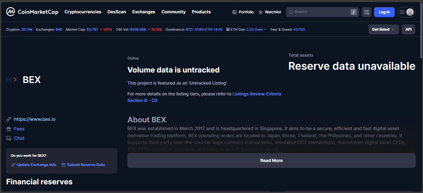 BEX crypto exchange platform