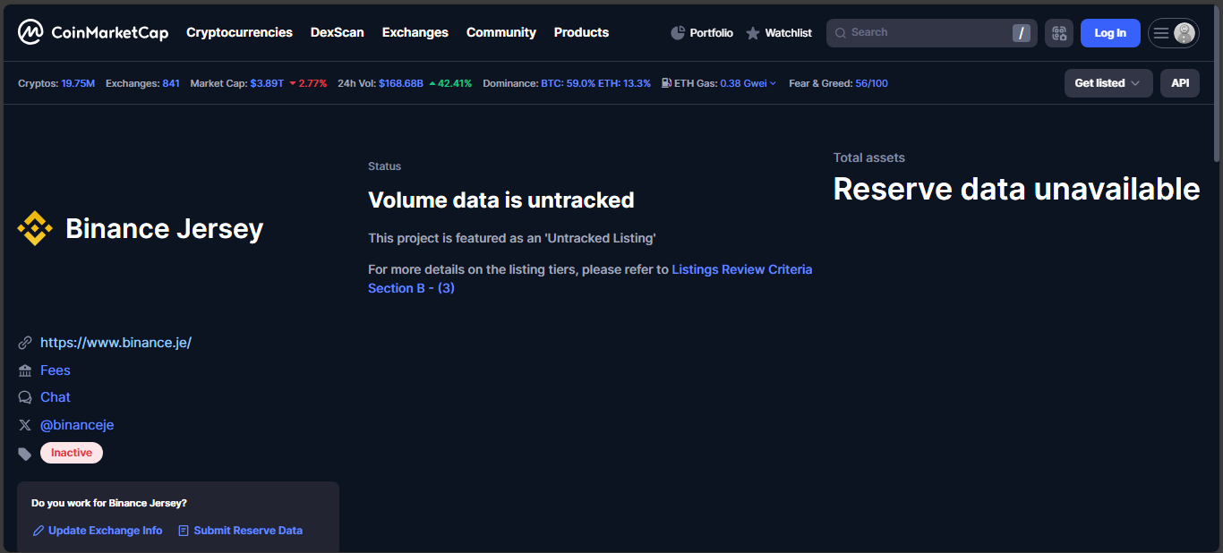 Binance Jersey crypto exchange platform