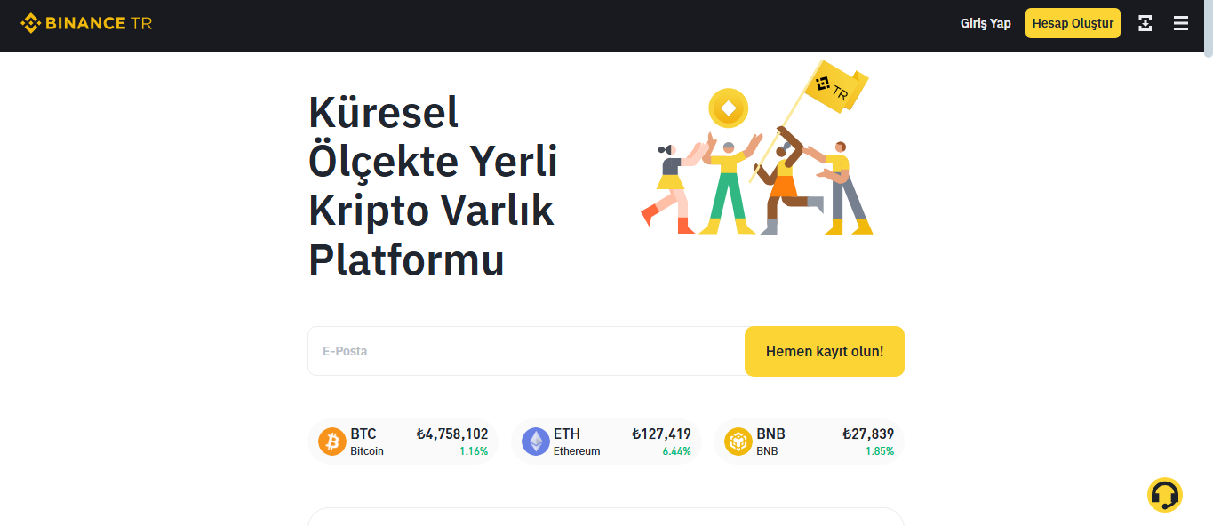 Binance TR fiat crypto interface