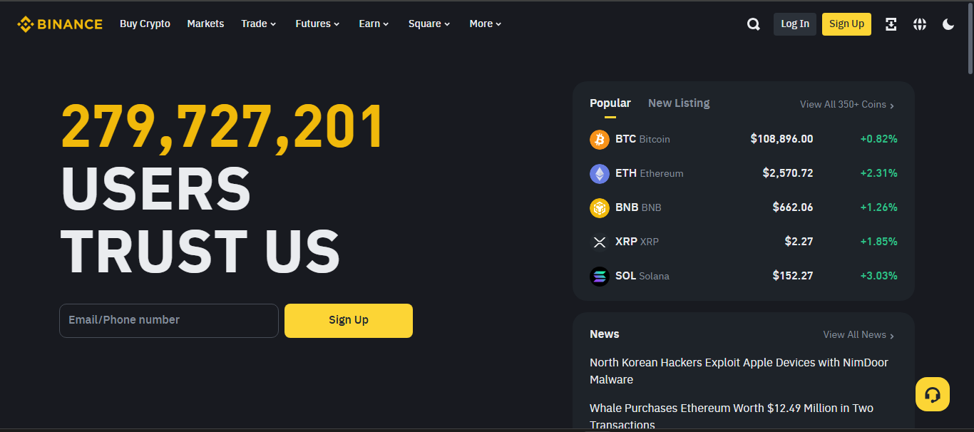 Binance crypto exchange