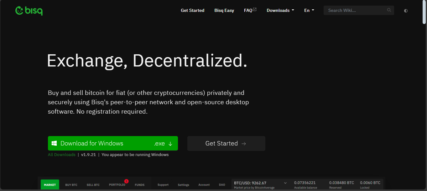 Bisq decentralized P2P crypto exchange
