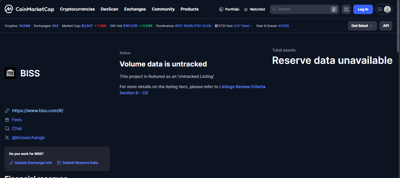 BISS crypto exchange platform