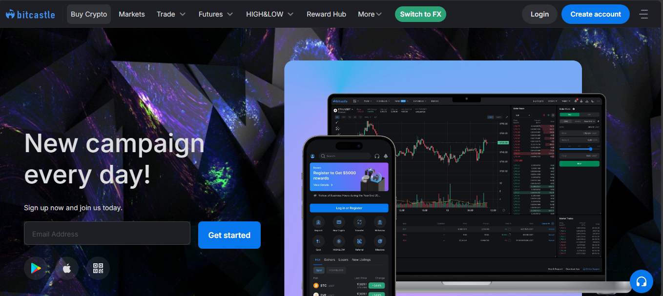 Bitcastle crypto exchange with zero fees and binary options