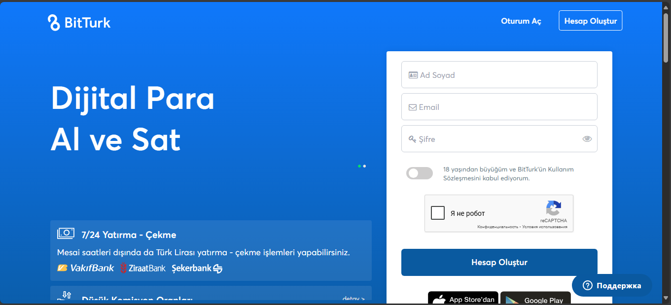 Bitturk exchange interface