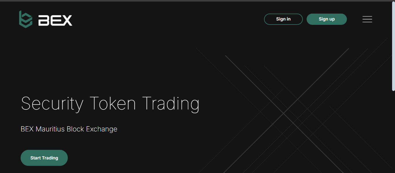 Block Exchange regulated security token interface