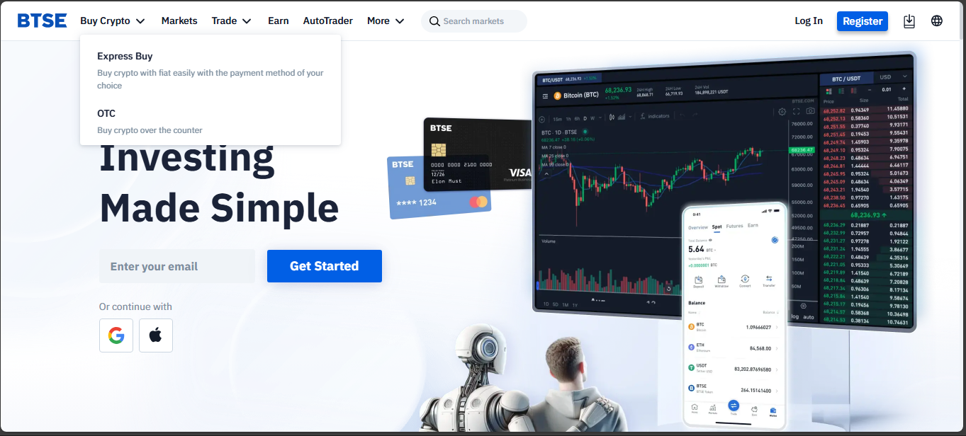 BTSE crypto exchange with spot, futures, staking and OTC services