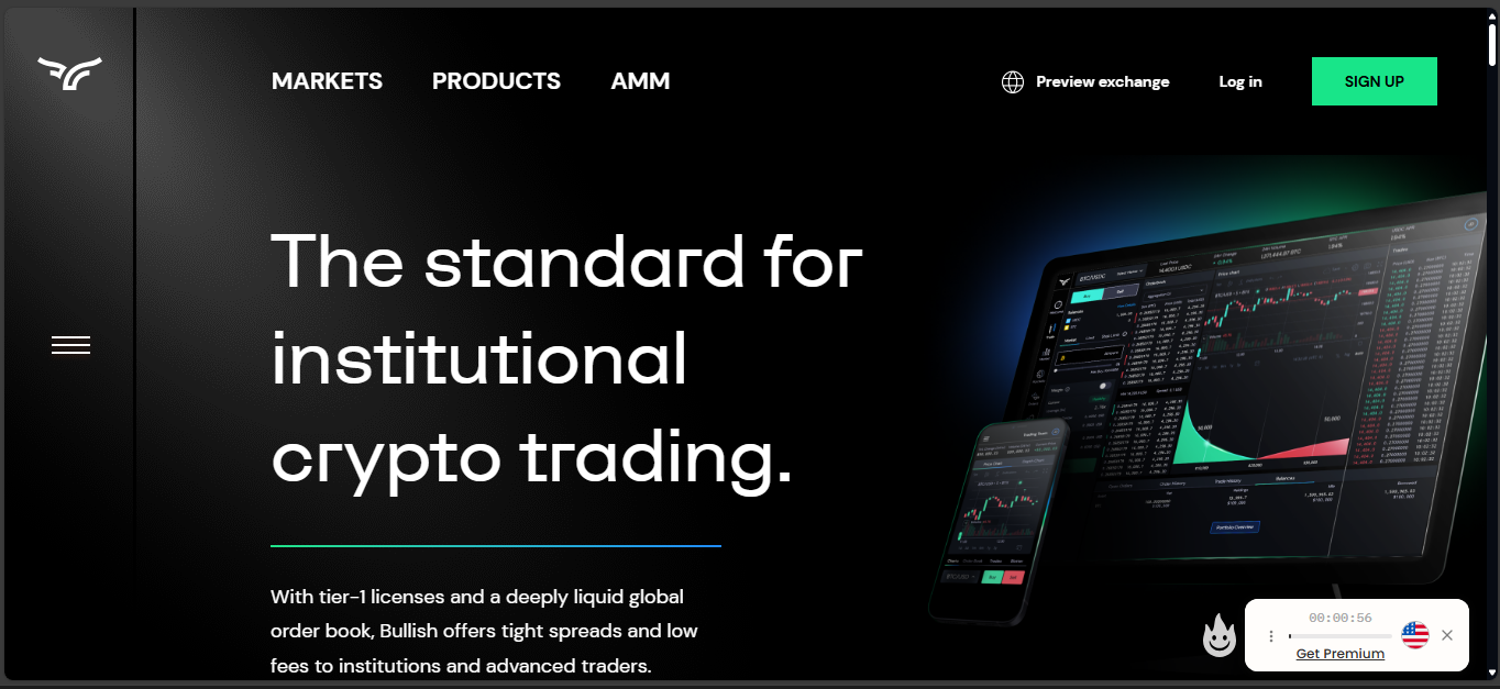 Bullish full-reserve institutional crypto exchange platform