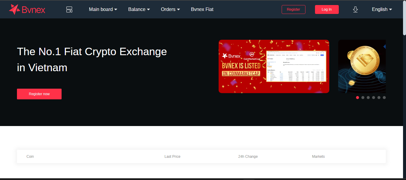 BVNEX crypto exchange interface