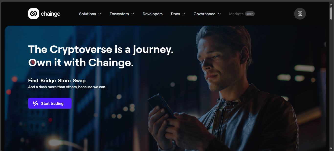 Chainge Finance cross-chain DEX with spot, futures, and options