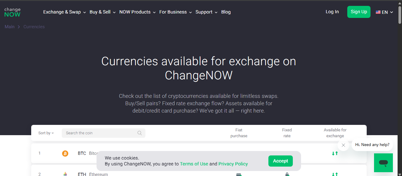ChangeNOW crypto exchange platform