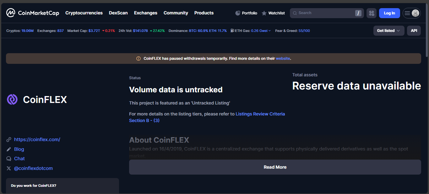 CoinFLEX crypto exchange that collapsed after withdrawal freeze