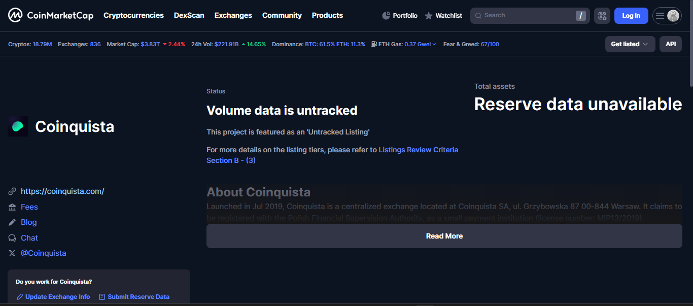Coinquista crypto exchange platform