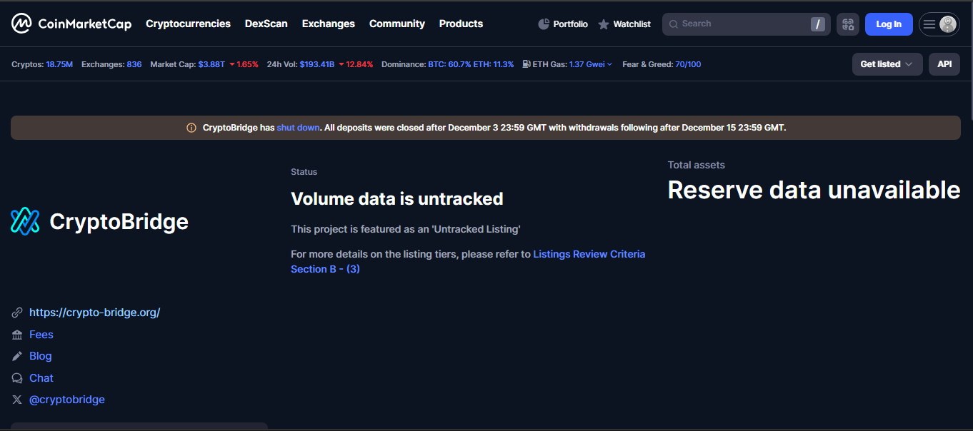 CryptoBridge crypto exchange platform