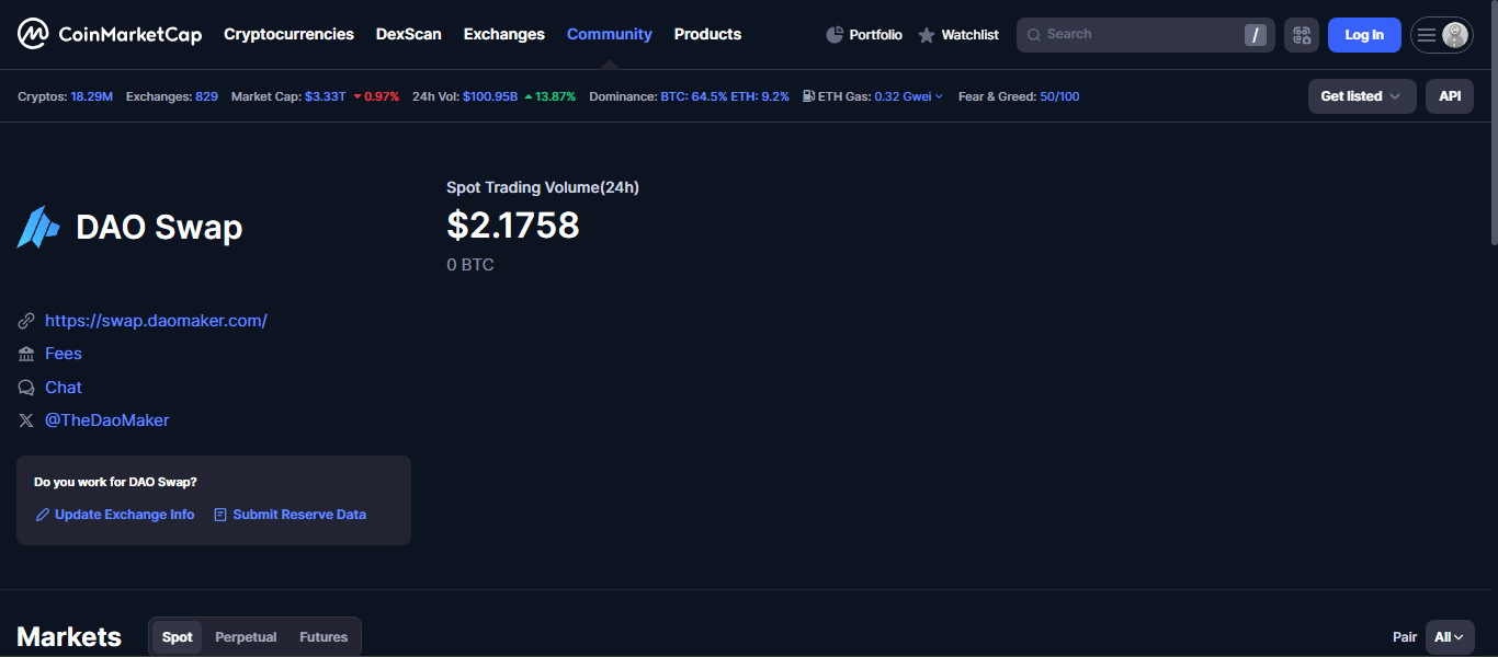 DAO Swap BNB Smart Chain DEX