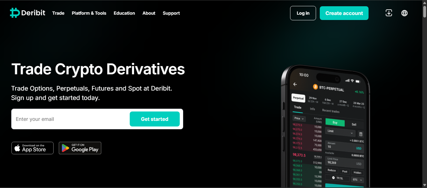 Deribit crypto exchange platform