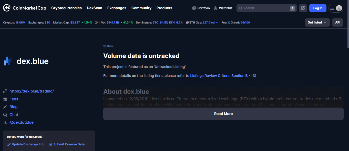 DexBlue cross-chain dex interface