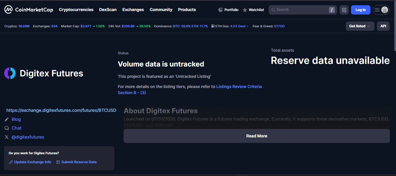 Digitex Futures crypto exchange platform