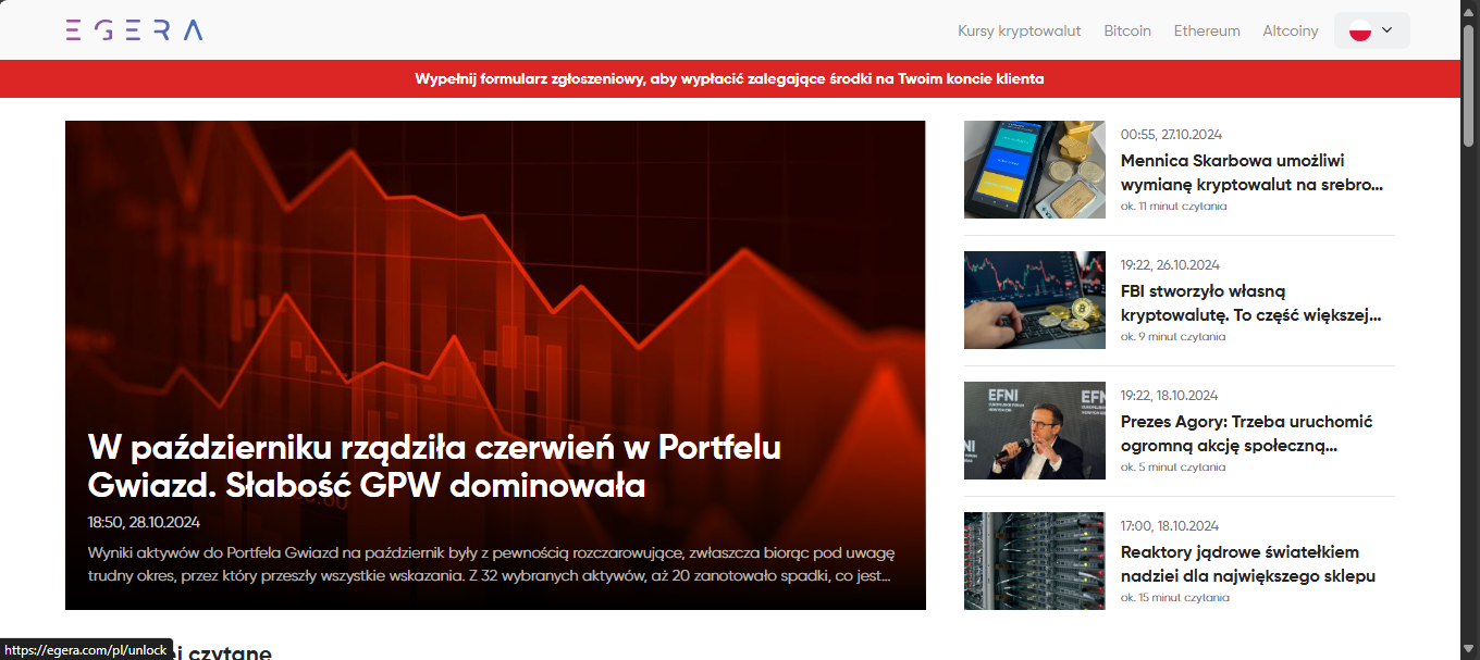 Egera Poland-based crypto exchange with no activity