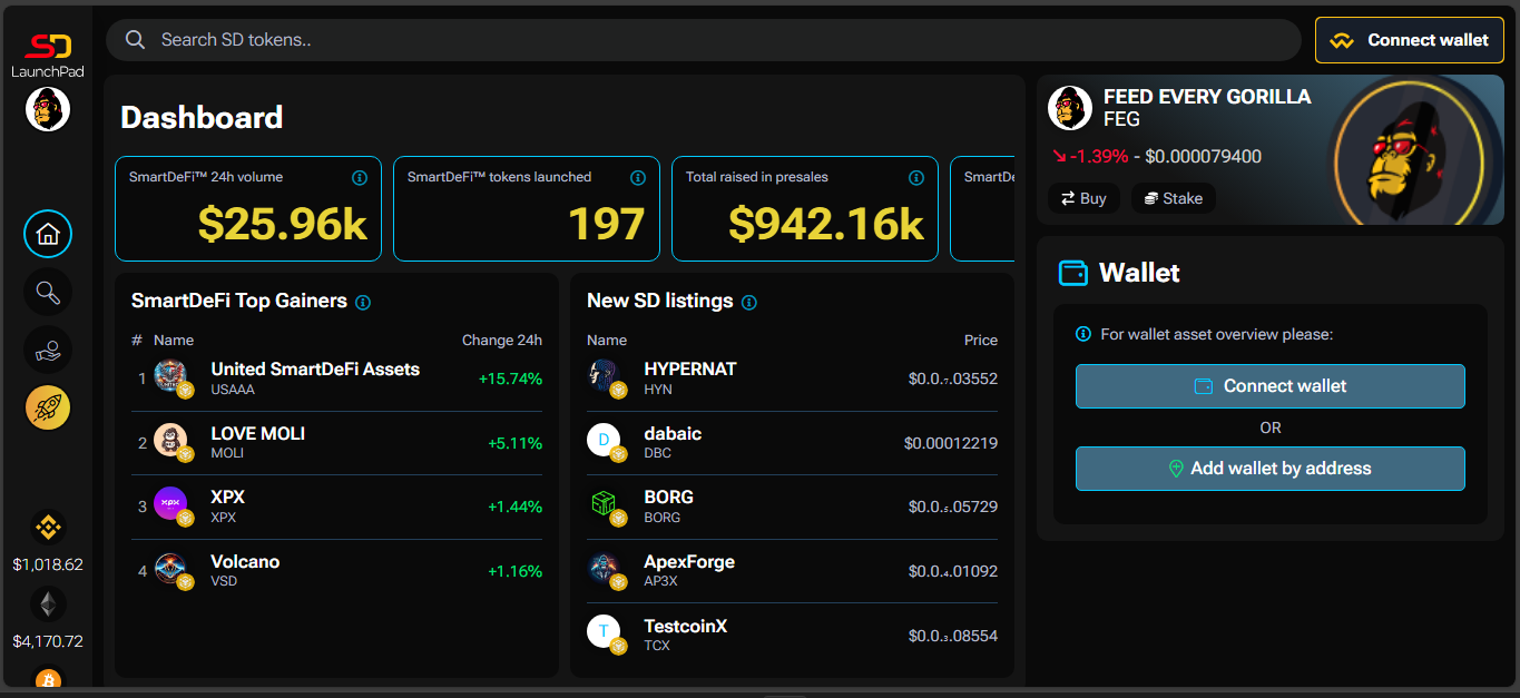 FEGex decentralized exchange with staking and launch tools