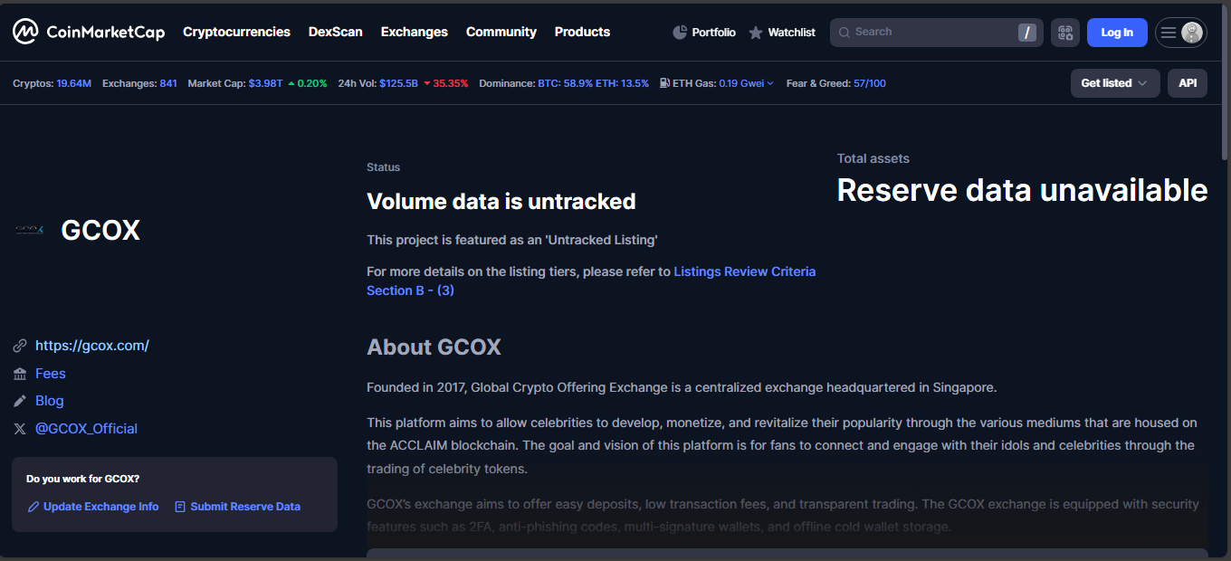 GCOX celebrity token centralized exchange