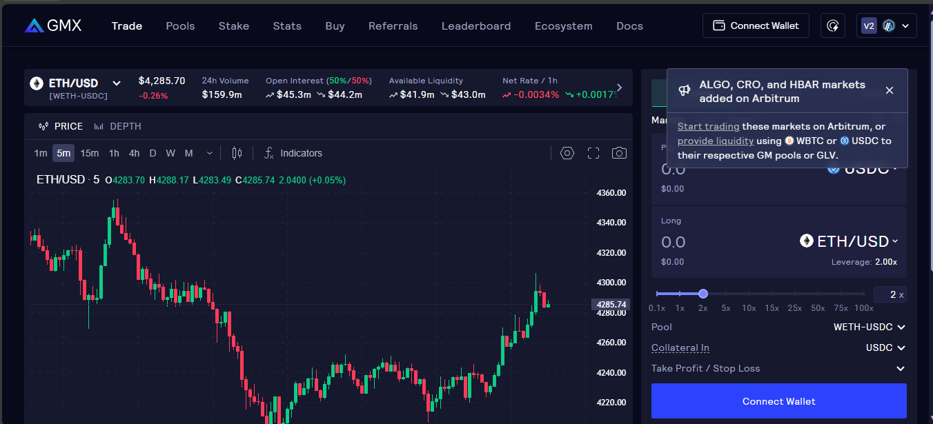 GMX crypto exchange platform