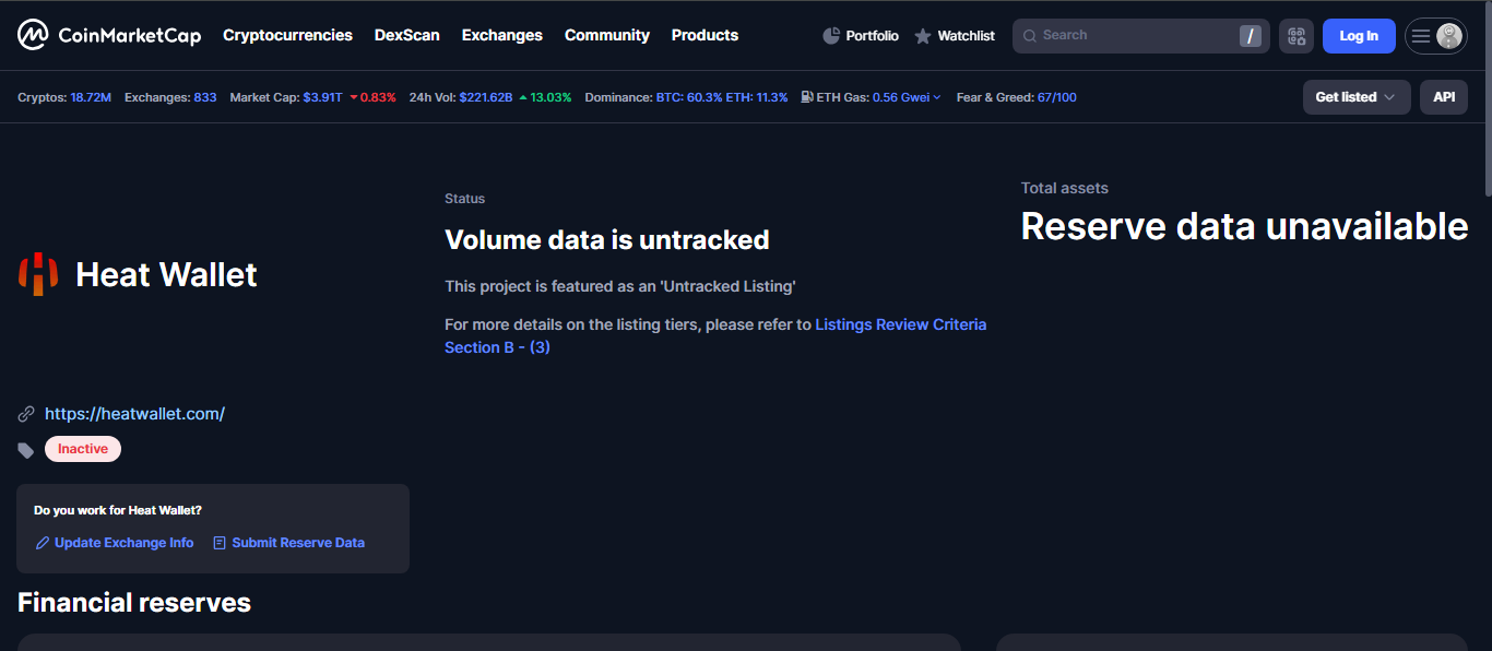 Heat Wallet crypto exchange platform