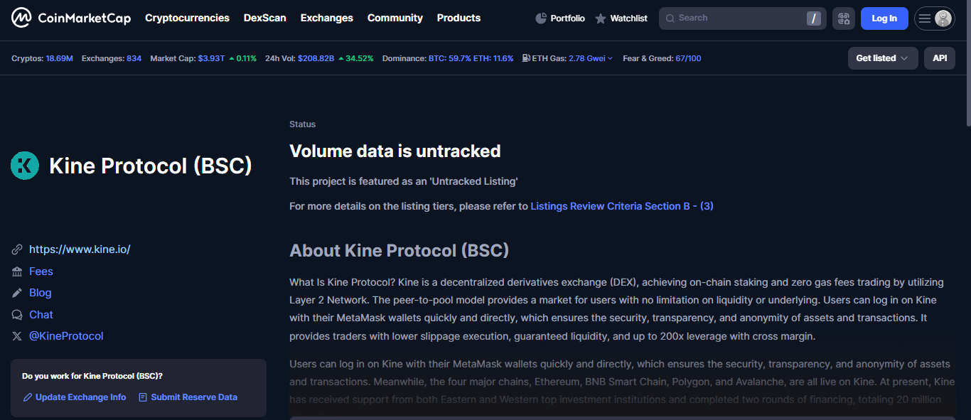 Kine Protocol BSC crypto exchange platform