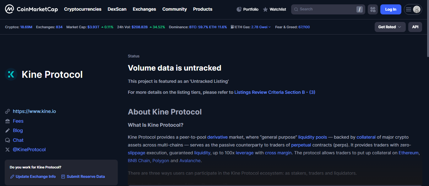 Kine Protocol crypto exchange platform