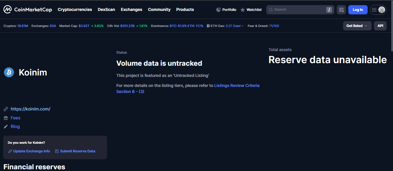 Koinim crypto exchange platform