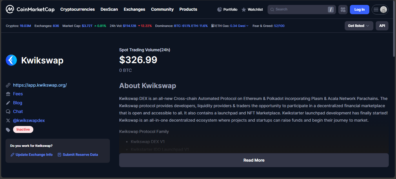 KwikSwap Solana-based DEX with low activity in 2025