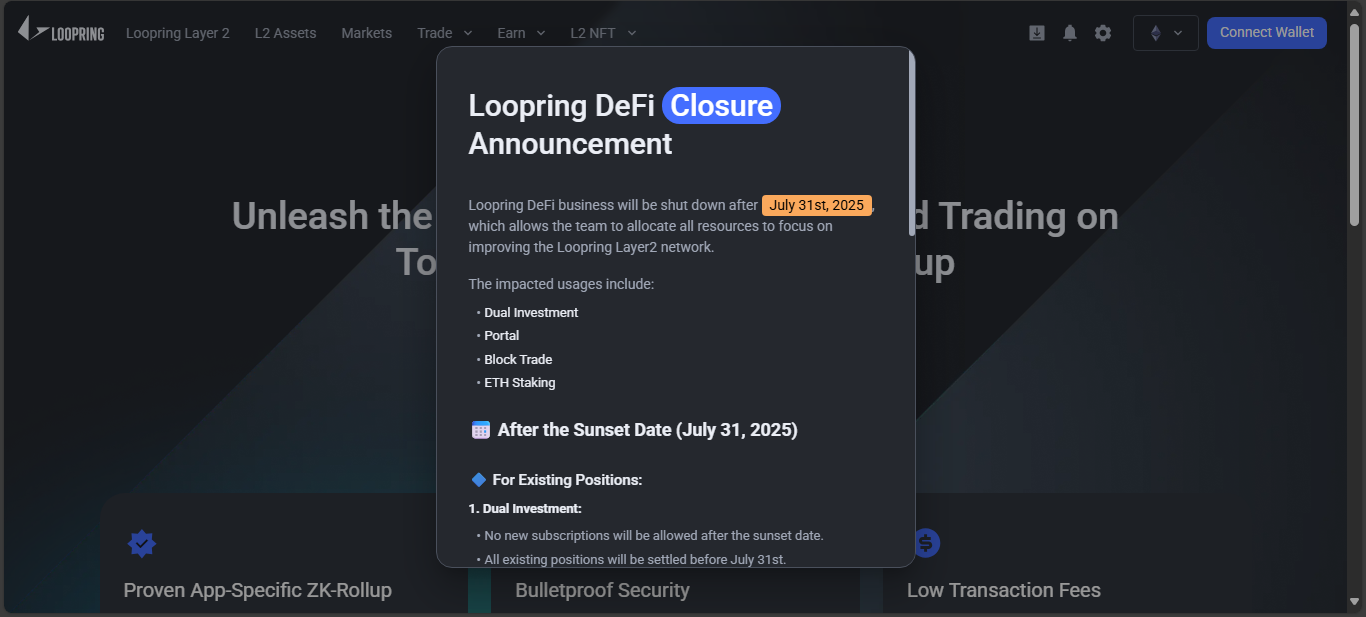 Loopring Exchange on Ethereum Layer-2 with zk-Rollups and non-custodial trading
