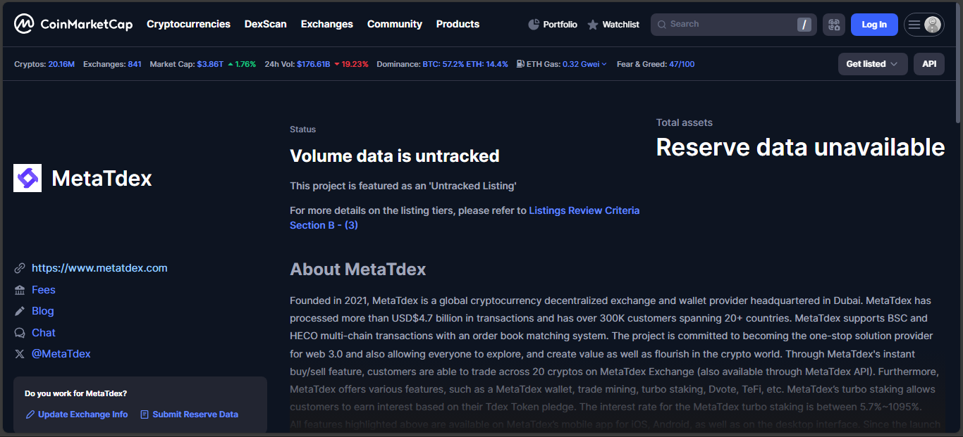 MetaTdex crypto exchange platform