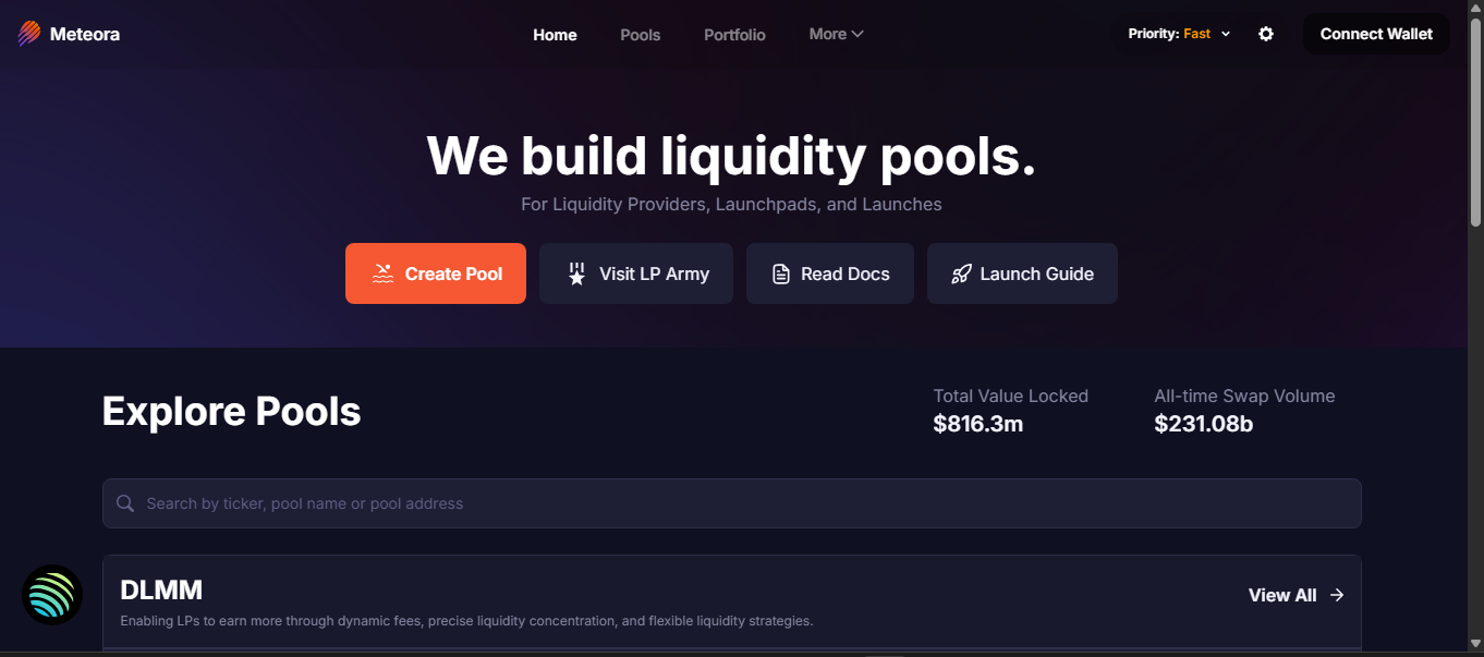 Meteora DBC crypto exchange platform