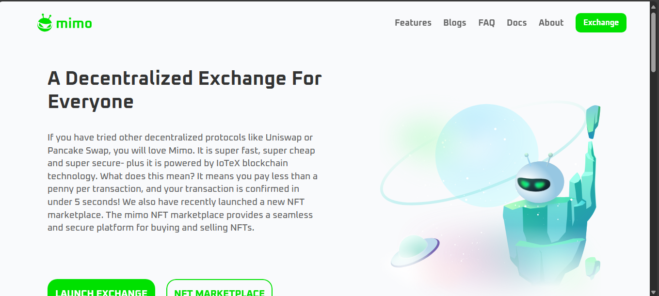 Mimo Exchange IoTeX DEX interface