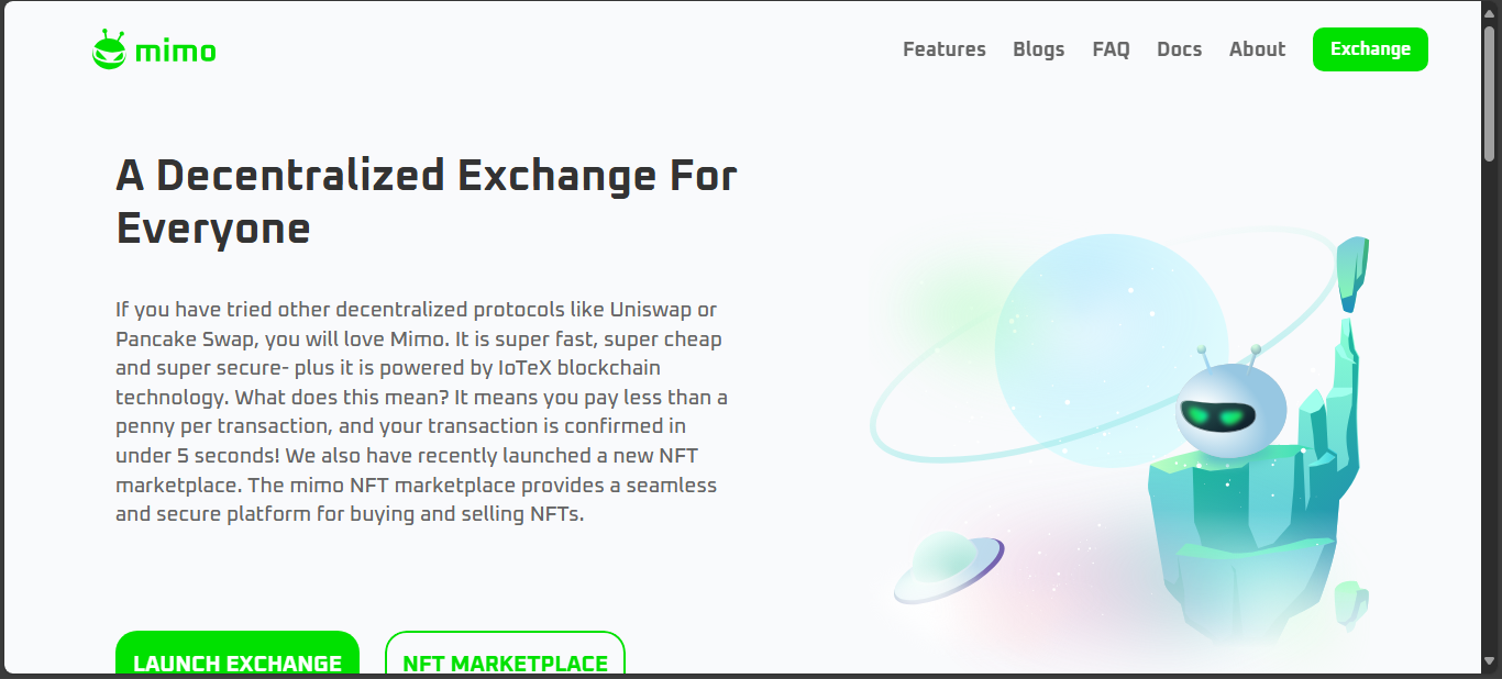 Mimo Exchange IoTeX-based crypto DEX