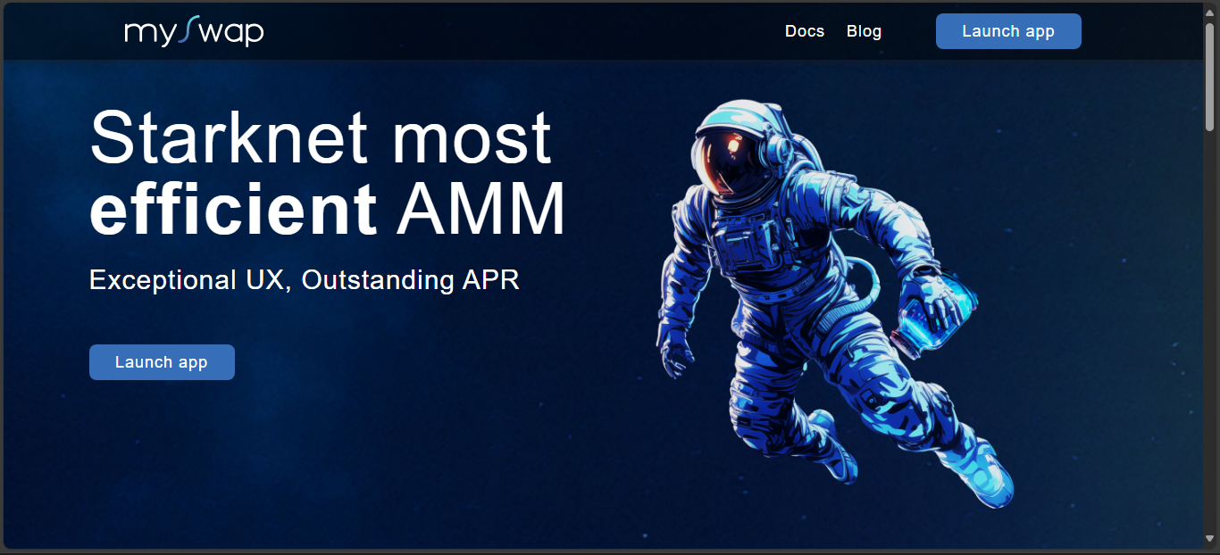 mySwap Starknet concentrated liquidity AMM with low gas fees