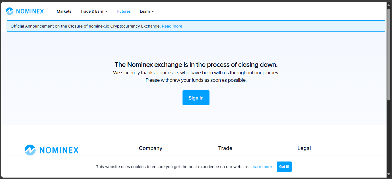 Nominex crypto exchange platform