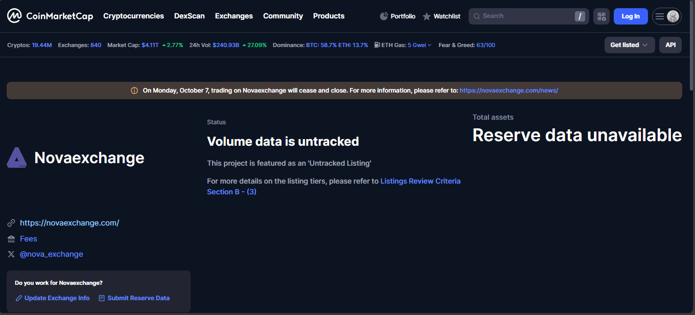 Novaexchange crypto exchange platform from Sweden with altcoin listings