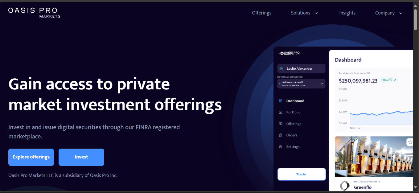 Oasis Pro Markets regulated digital securities exchange