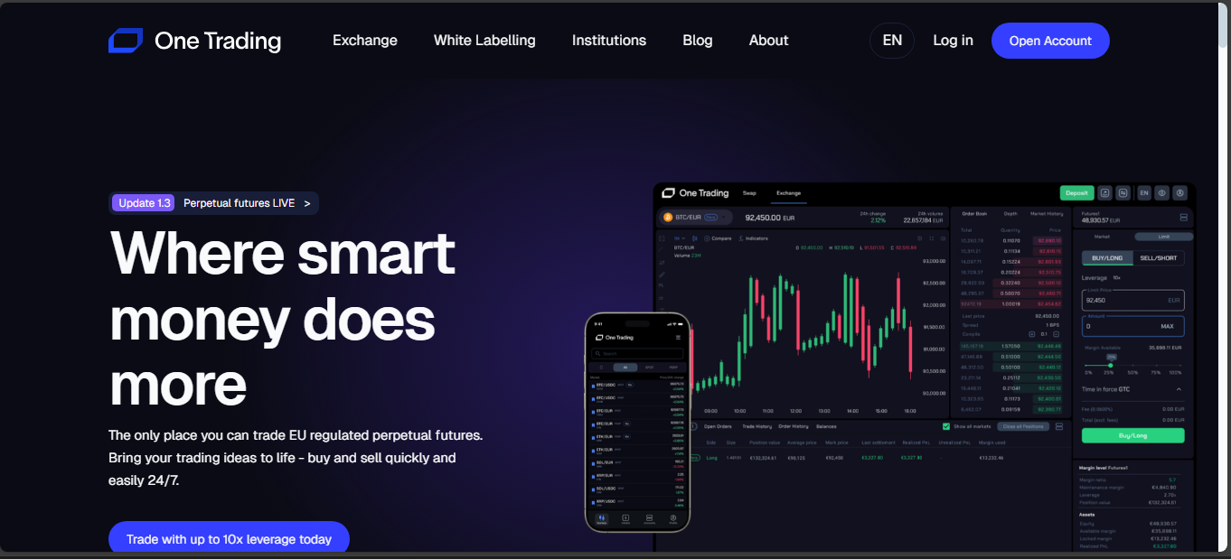 One Trading European crypto exchange