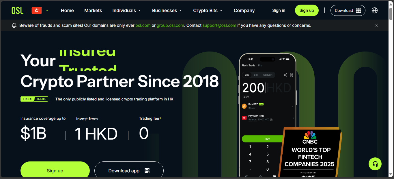 OSL crypto exchange platform