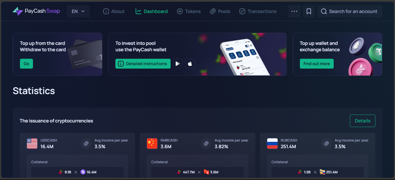 PayCash Swap EOS-based DEX with low liquidity in 2025