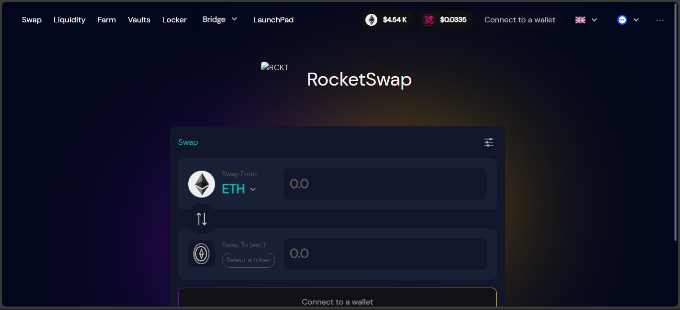 RocketSwap Base DEX interface