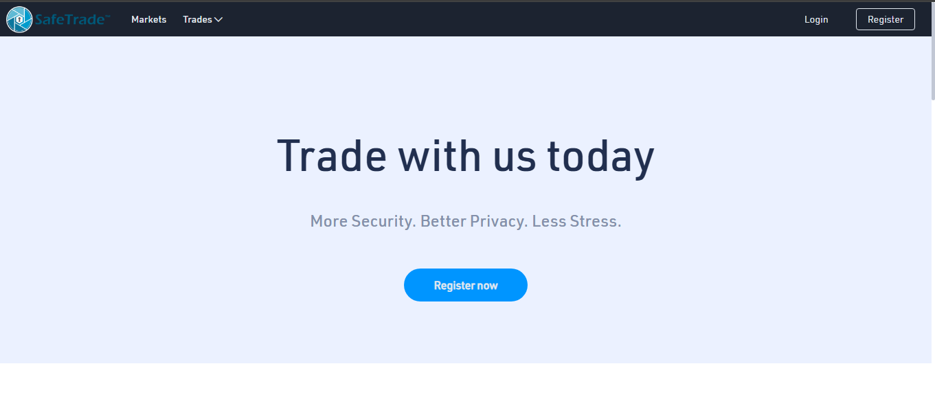 SafeTrade crypto exchange interface