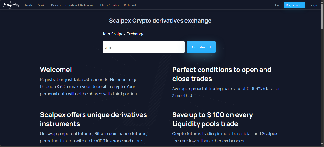 Scalpex crypto exchange interface