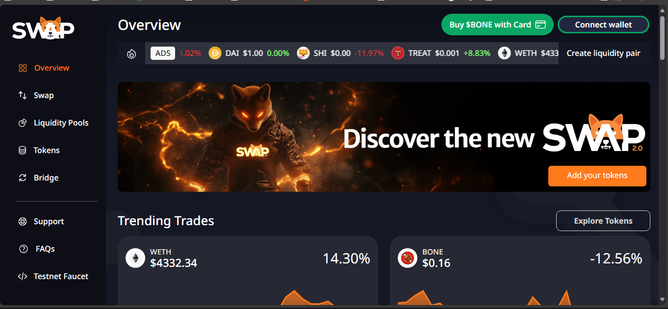 ShibaSwap decentralized exchange ecosystem