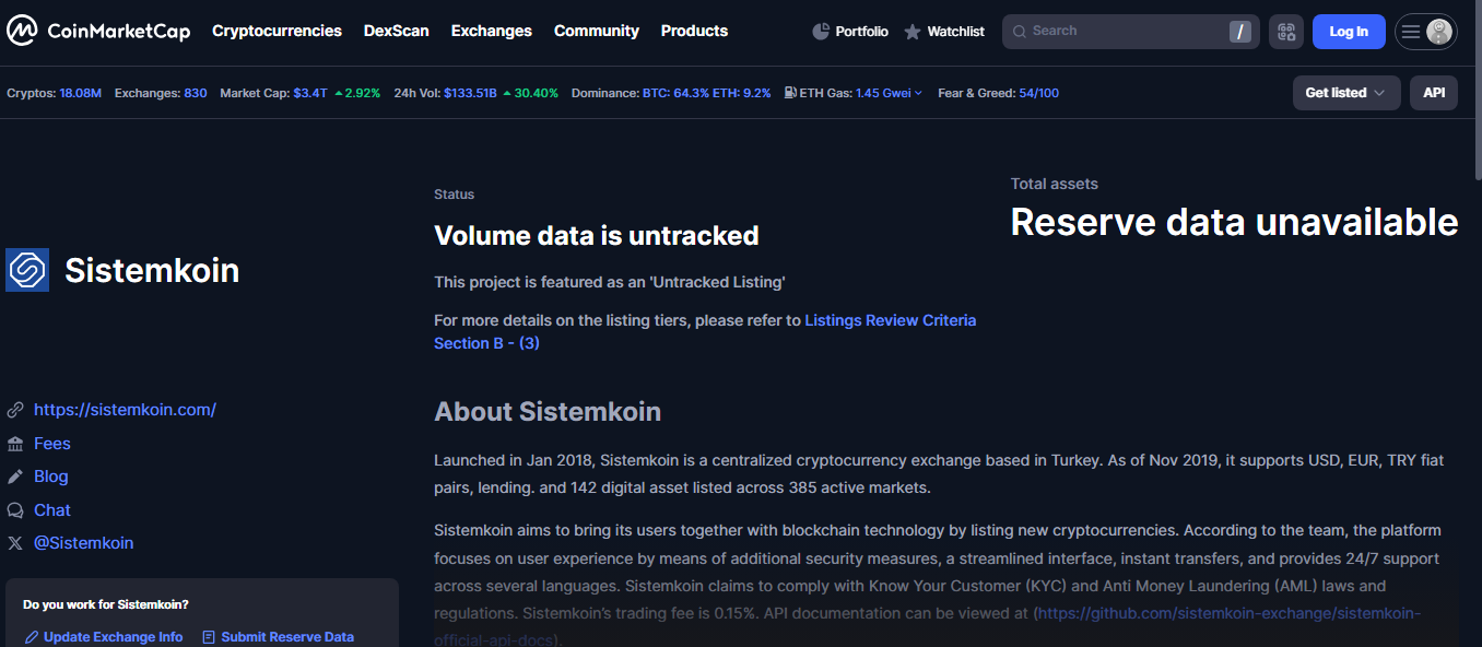 Sistemkoin Turkish crypto exchange