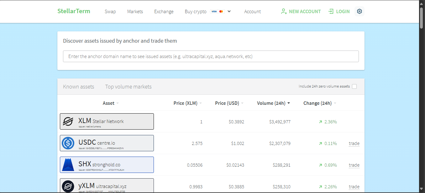 Stellar Decentralized Exchange interface